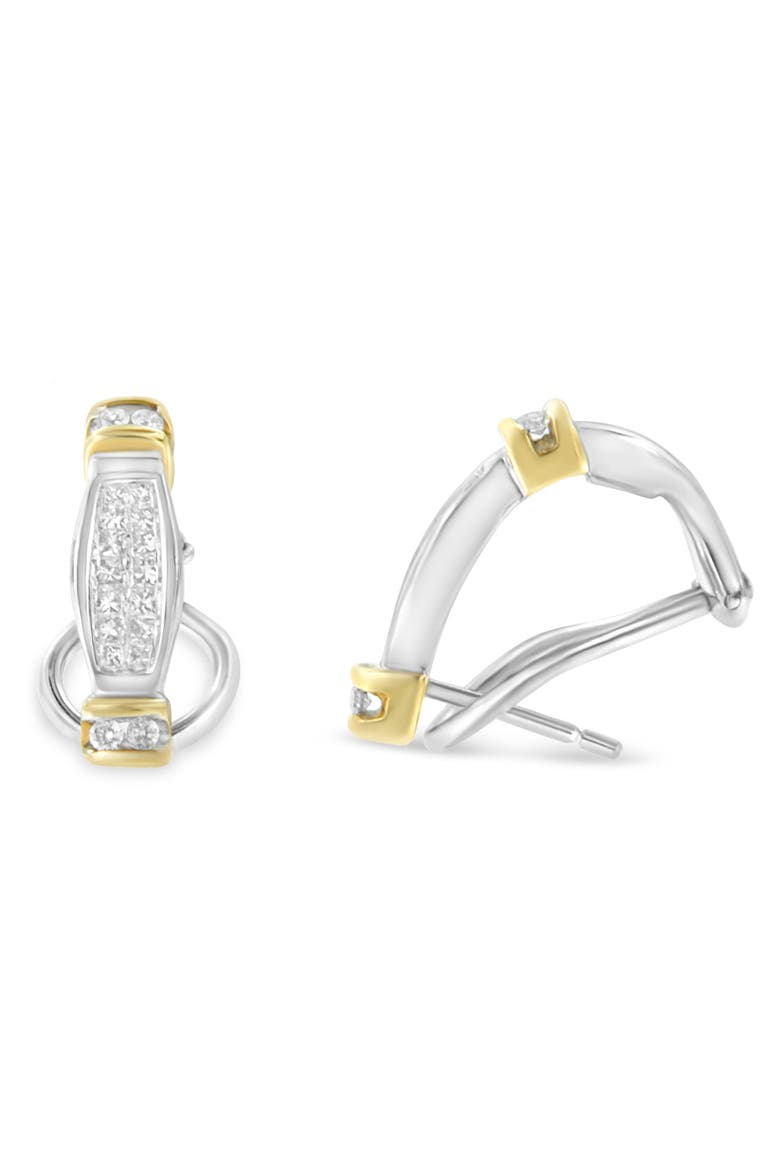 14K Two-Toned Gold 0.5 cttw and Princess Cut Diamond Earrings, Alternate, color, Yellow