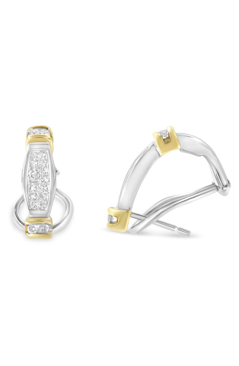 Haus of Brilliance 14K Two-Toned Gold 0.5 cttw and Princess Cut Diamond Earrings, Alternate, color, Yellow