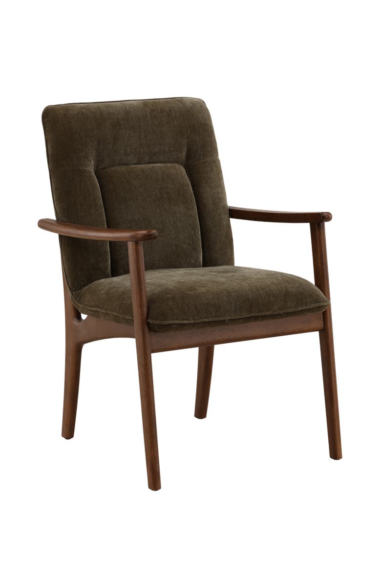 Vera Velvet Upholstered Dining Chair with Wood Frame, Main, color, Olive
