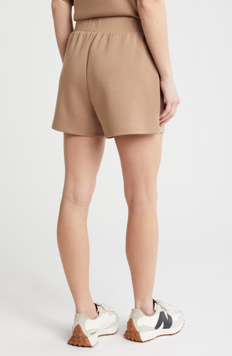 Z by Zella Whisper Knit Pleated Shorts, Alternate, color, Tan Portabella