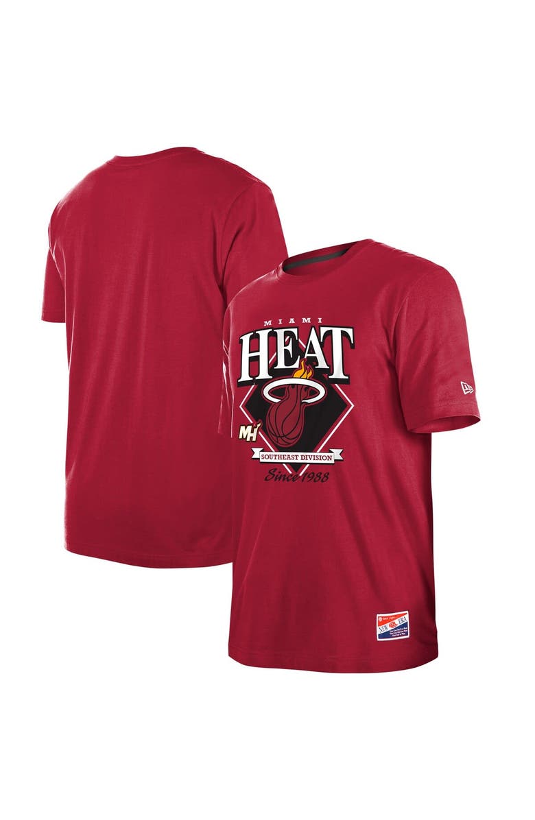 New Era Men's New Era Red Miami Heat Throwback T-Shirt, Alternate, color,