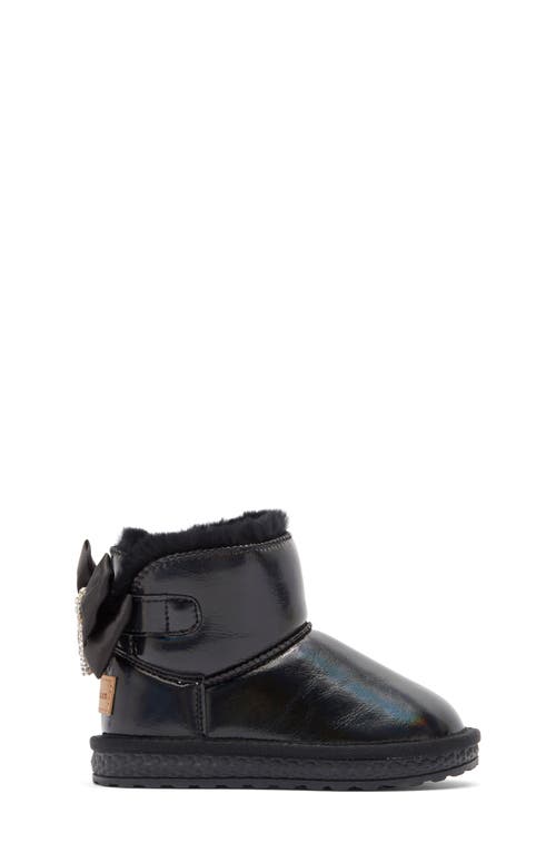 Doe A Dear Kids' Rhinestone Tassel Faux Fur Trim Boot In Black