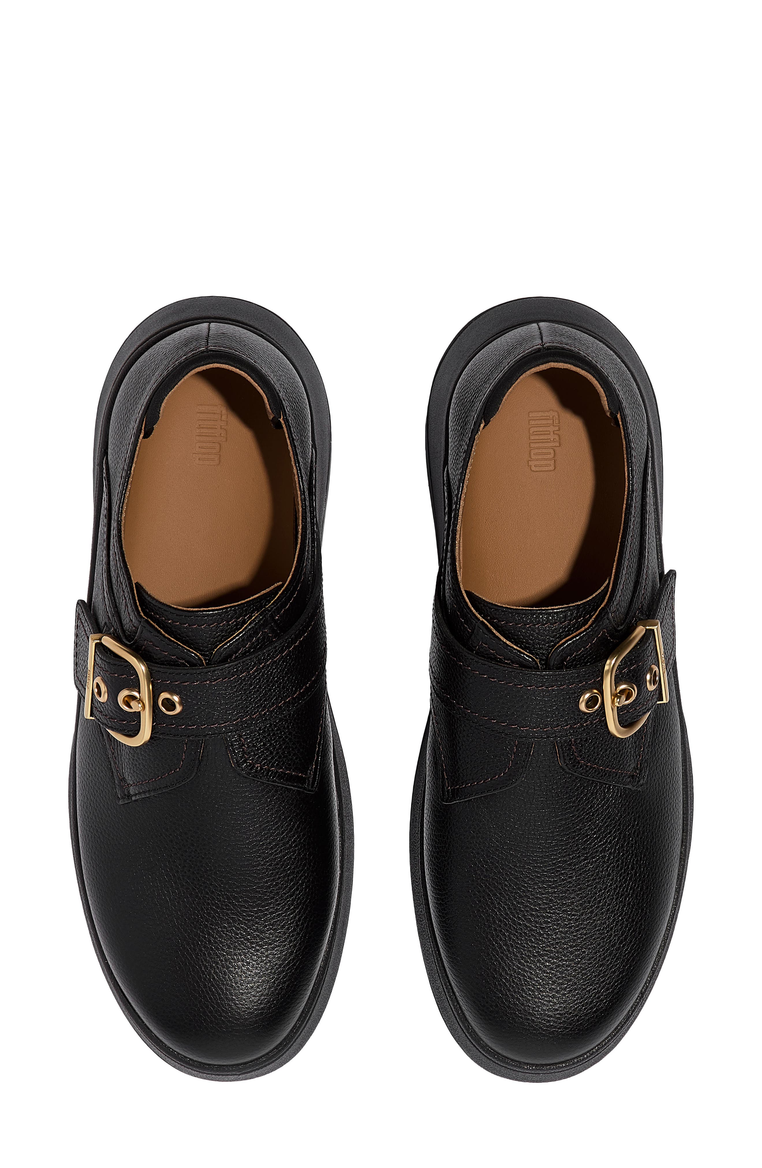 F-Mode Tumbled Leather Loafer, Alternate, color, BLACK