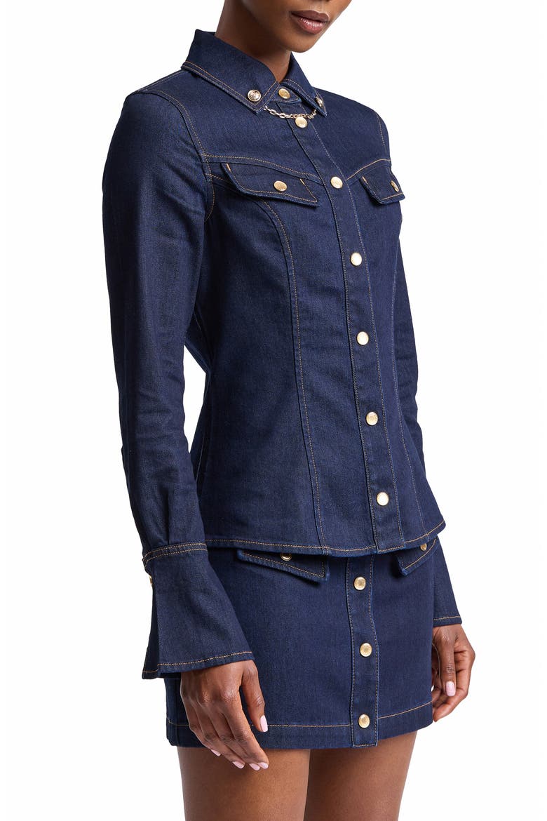 Slim Fit Stretch Denim Shirt, Alternate, color, FELL WASH