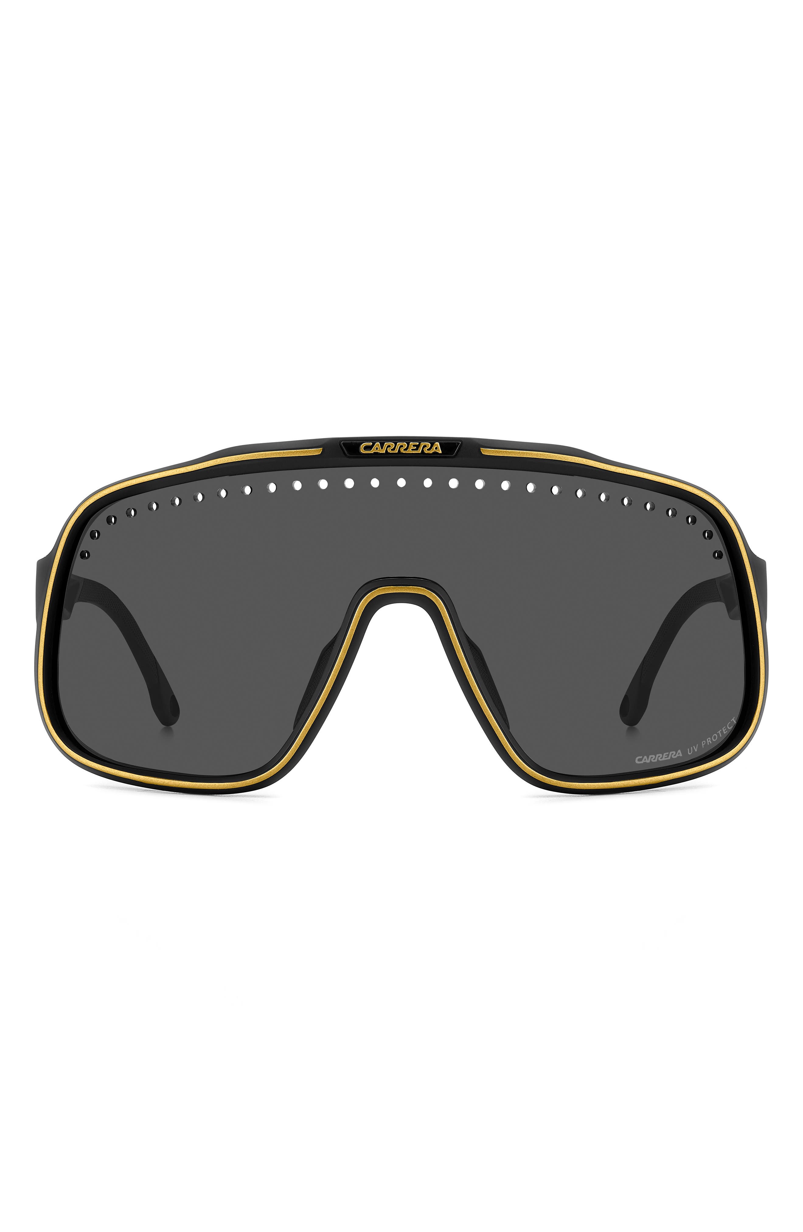 Carrera Eyewear C Sport 99mm Mask Shield Sunglasses in Matte Black Gold/Grey 