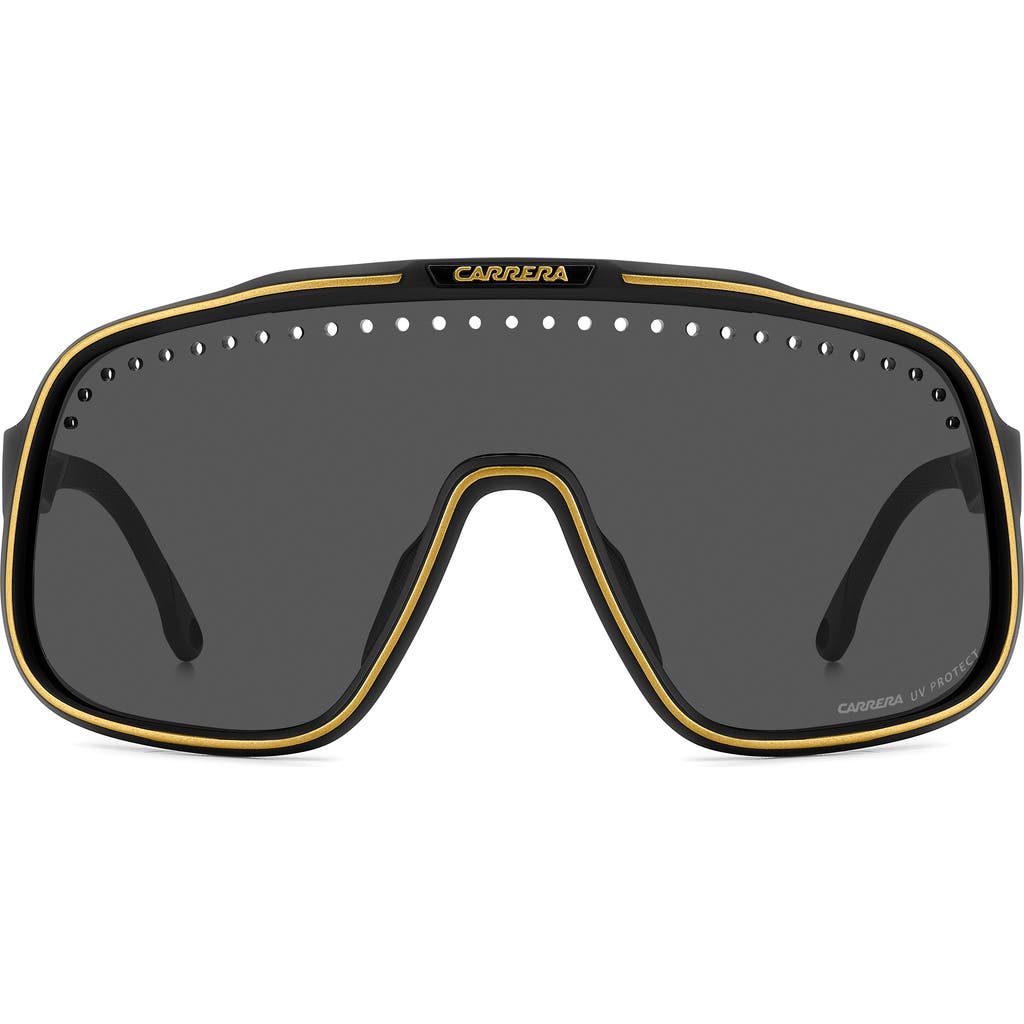 Carrera Eyewear C Sport 99mm Mask Shield Sunglasses in Matte Black Gold/Grey
