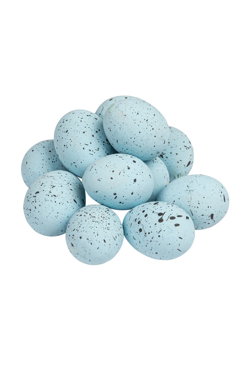 Storied Home Boxed Set of 12 Blue Speckled Ceramic Robin Eggs, Alternate, color,