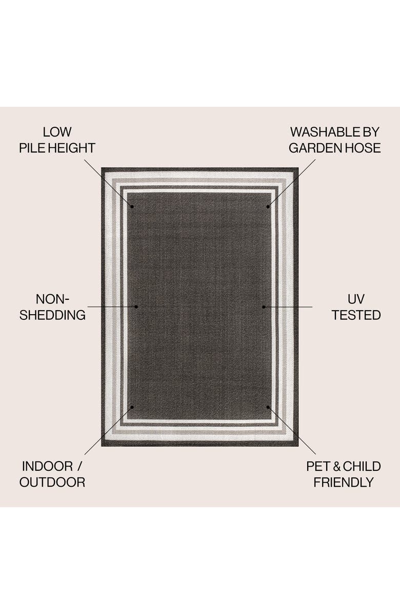 JONATHAN Y James Modern Border Stripe Indoor/Outdoor Area Rug, Alternate, color, Black/Cream