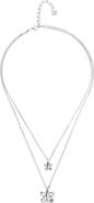 UNODE50 Double Butterfly & Pearl Necklace in Silver-Tone