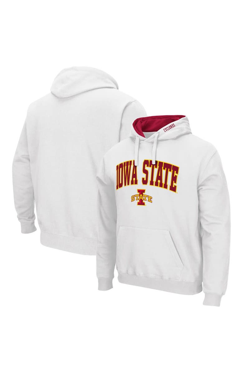 COLOSSEUM Men's Colosseum White Iowa State Cyclones Arch & Logo 3.0 Pullover Hoodie, Main, color, White