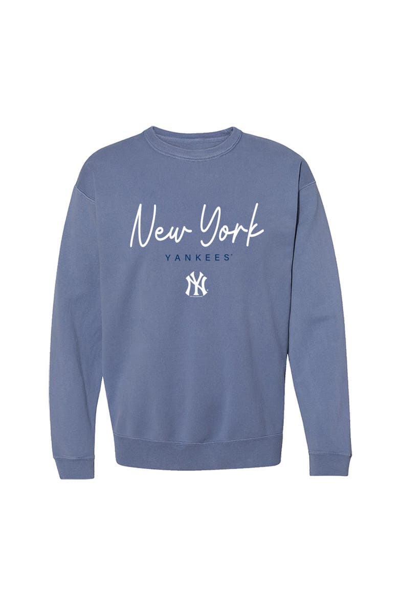 Women's Soft as a Grape  Navy New York Yankees Pigment Dye Crewneck Sweatshirt, Main, color, Navy