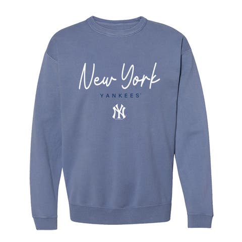 Women's Soft as a Grape  Navy New York Yankees Pigment Dye Crewneck Sweatshirt