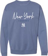 SOFT AS A GRAPE Women's Soft as a Grape Navy New York Yankees Pigment Dye Crewneck Sweatshirt