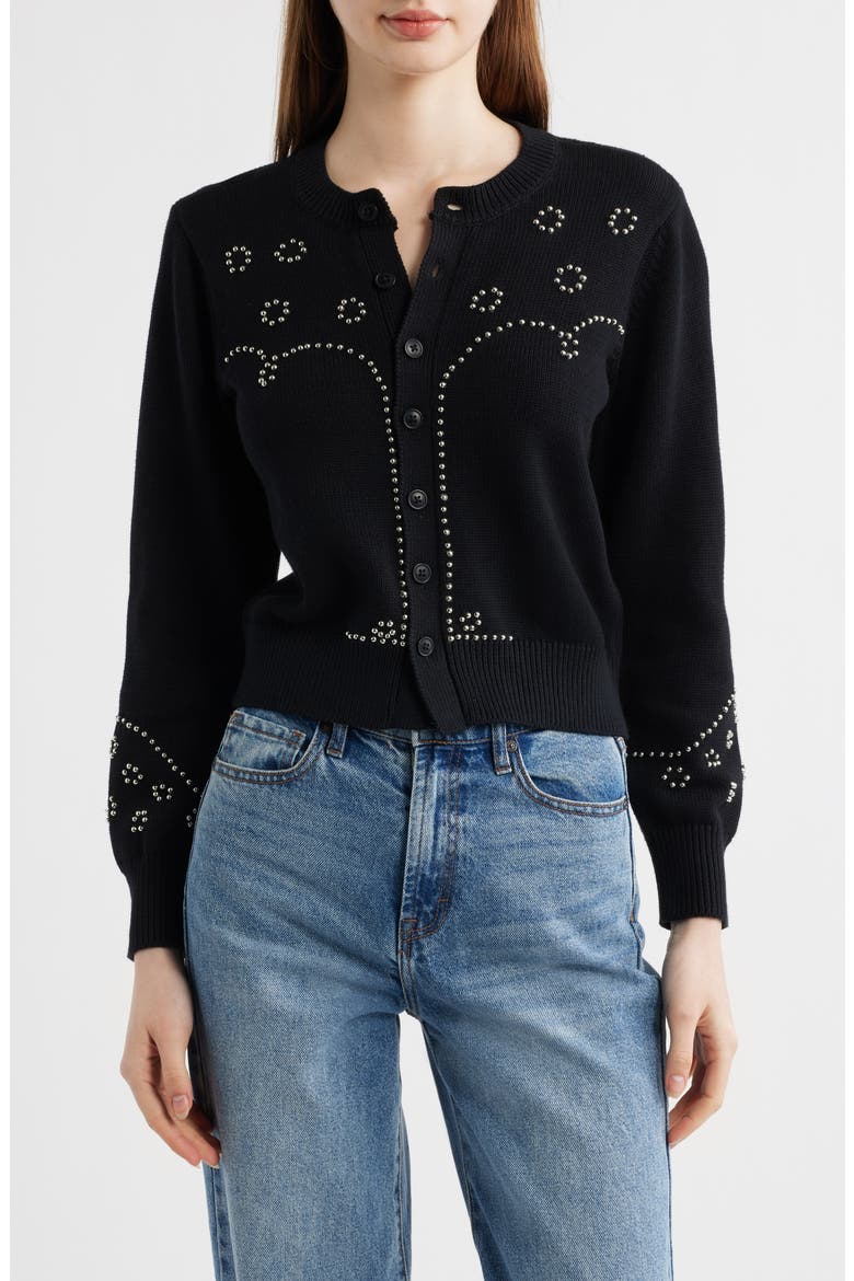 The Studded Cardigan, Main, color, BLACK