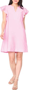 GIBSONLOOK Flutter Sleeve Notch Neck Shift Dress