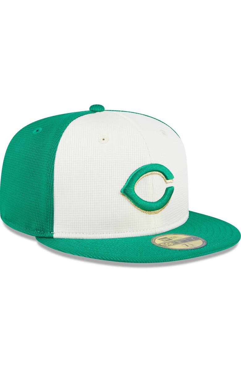 New Era Men's New Era White/Green Cincinnati Reds 2024 St. Patrick's Day 59FIFTY Fitted Hat, Alternate, color, 