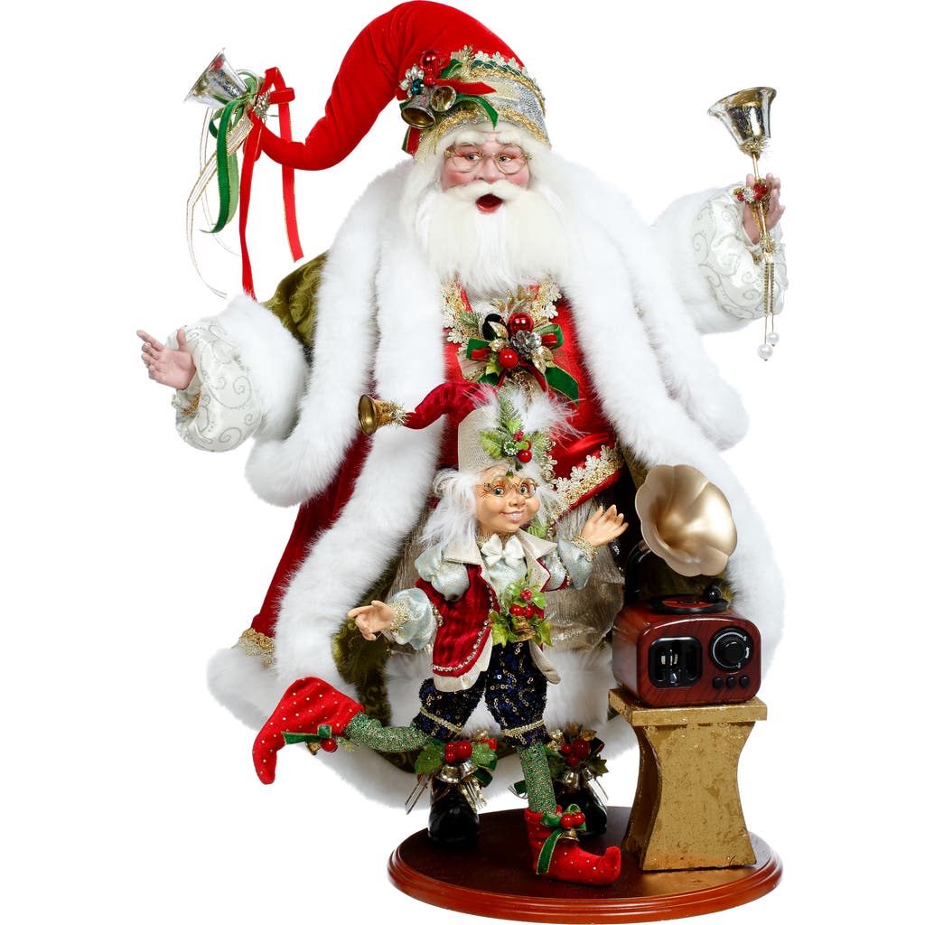 Mark Roberts Santa And Elf Playing Records In Red