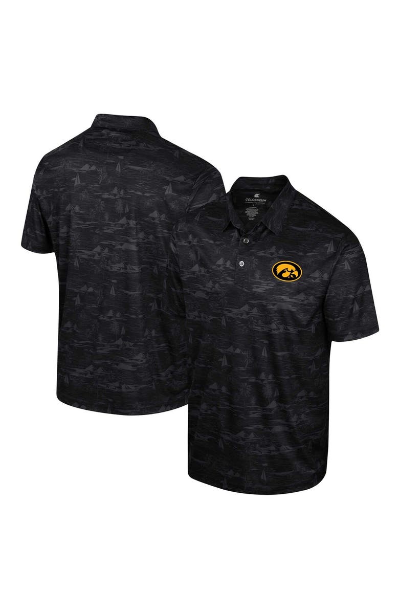 COLOSSEUM Men's Colosseum Black Iowa Hawkeyes Daly Print Polo, Main, color, Black