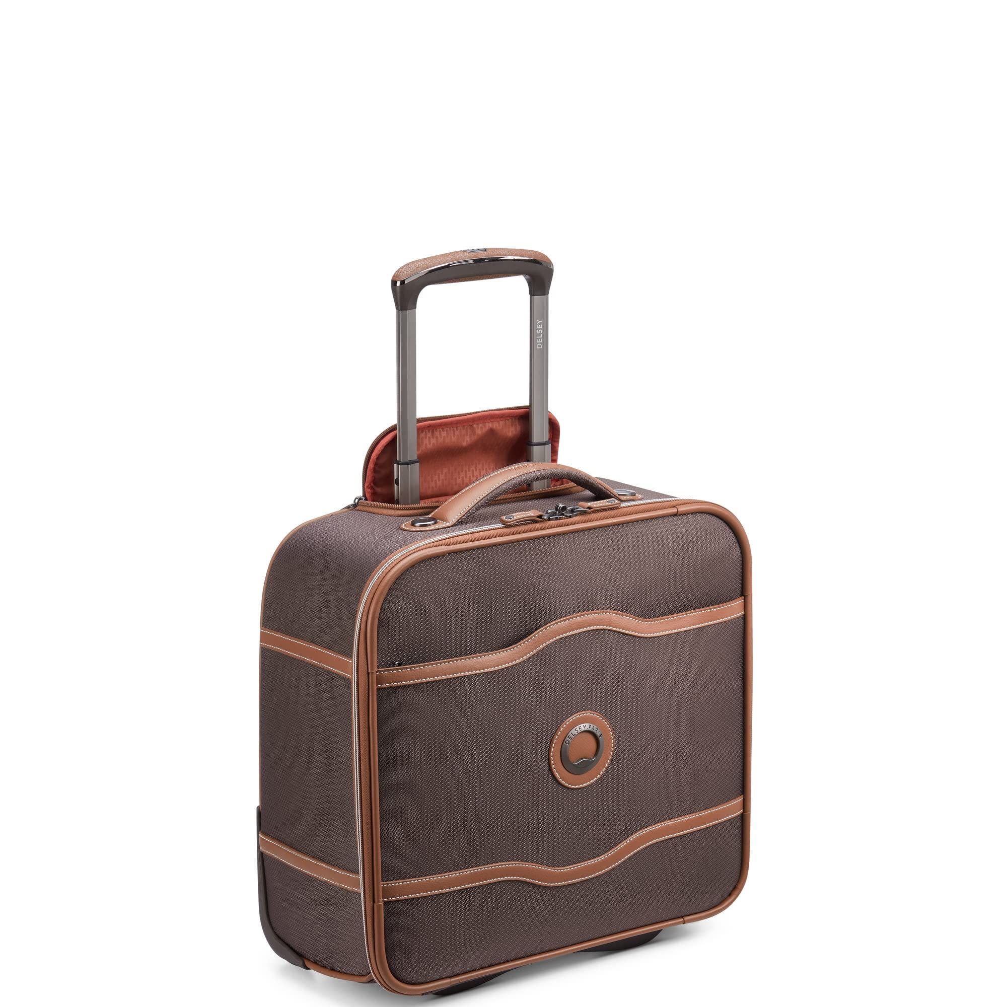 Delsey Paris Chatelet 2.0 Softside Carry on 16 Inch Luggage Under-Seater with 2 Wheels, Main, color, Brown