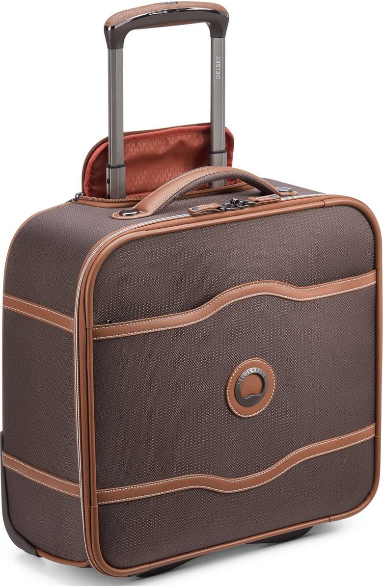 Delsey Paris Chatelet 2.0 Softside Carry on 16 Inch Luggage Under-Seater with 2 Wheels, Main, color, Brown
