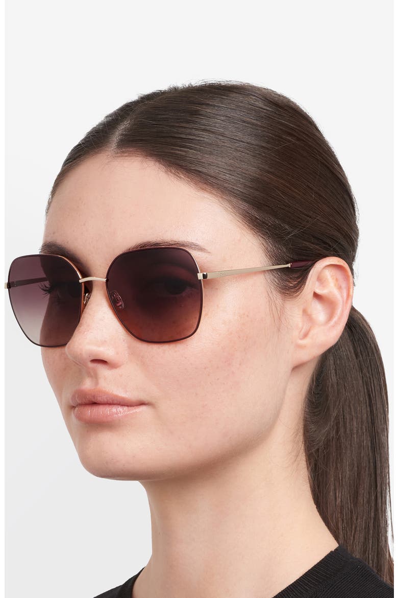 59mm Square Sunglasses, Alternate, color, RASPBERRY/ BROWN SF