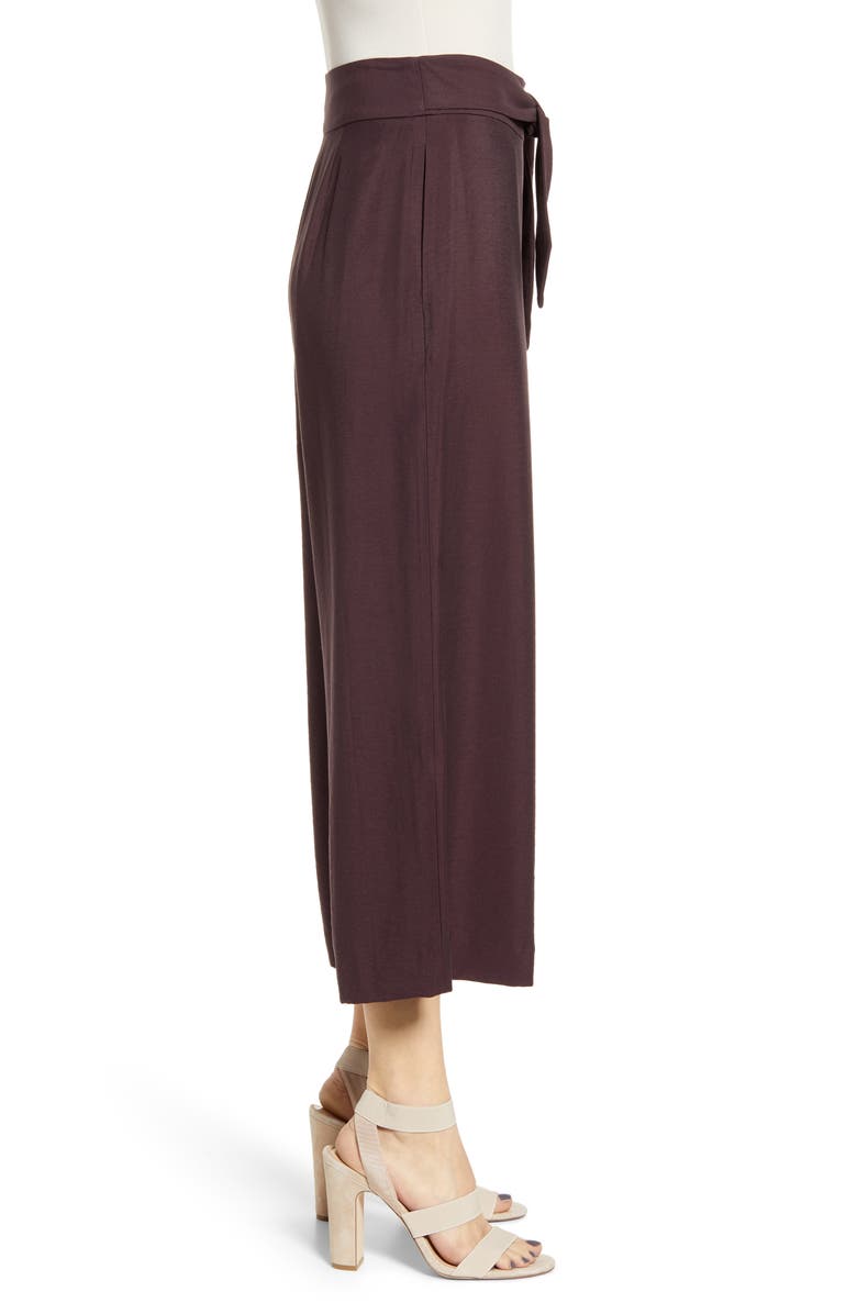 Leith Tie Front High Rise Wide Leg Crop Pants, Alternate, color, 