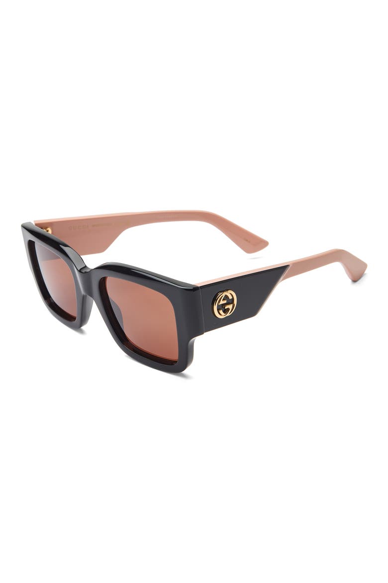 52mm Square Sunglasses, Alternate, color, BLACK PINK BROWN