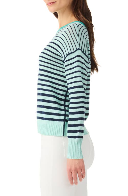 Nic + Zoe Striped Up Supersoft Sweater In Aqua Multi In Aqua Multi