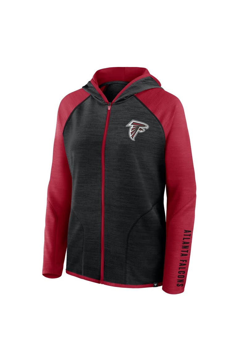 Women's Fanatics Black/Red Atlanta Falcons Redzone End Around Pass Raglan Full-Zip Hoodie, Alternate, color, Black