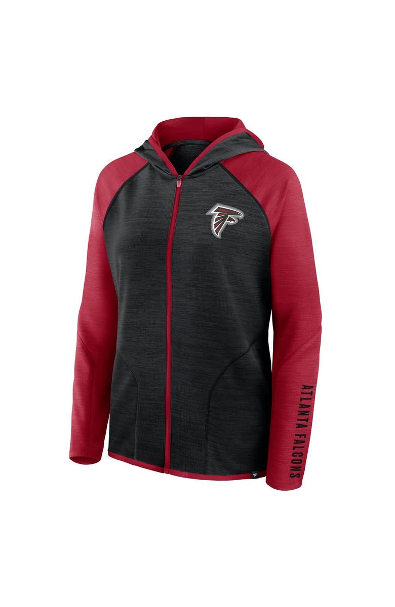 FANATICS Women's Fanatics Black/Red Atlanta Falcons Redzone End Around Pass Raglan Full-Zip Hoodie, Alternate, color, Black