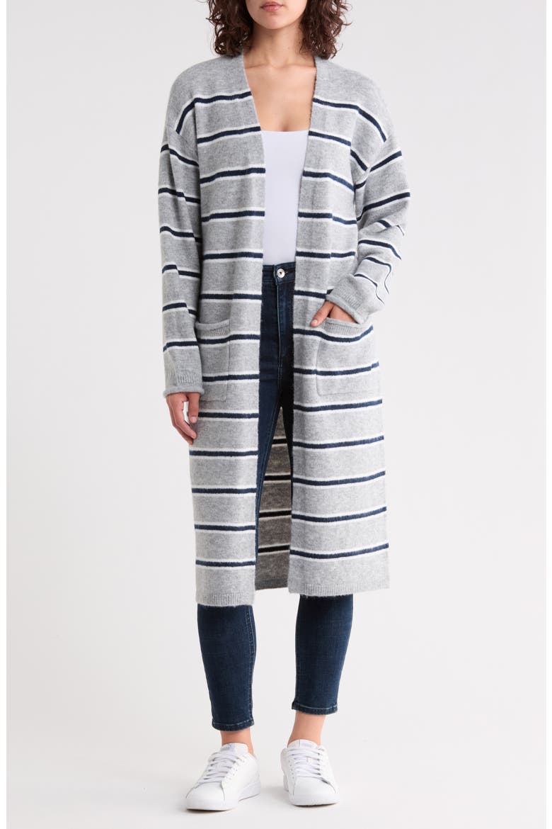 Open Front Duster Cardigan, Main, color, GREY HEATHER COMBO