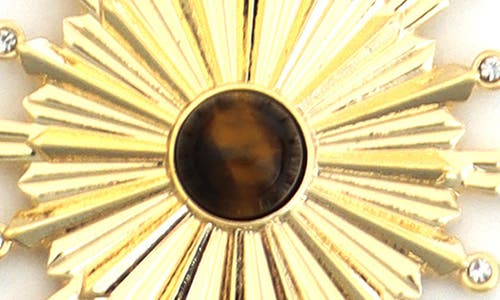 Panacea Tiger's Eye Starburst Pendant Necklace In Gold