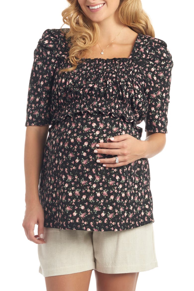 Tracey Maternity/Nursing Top, Main, color, BLACK FLORAL