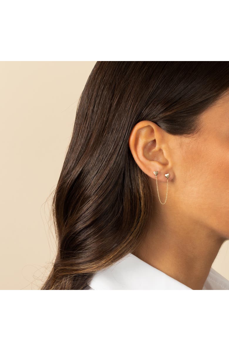 BY ADINA EDEN Solid Double Heart Chain Stud Earring 14K, Alternate, color, 14K Gold