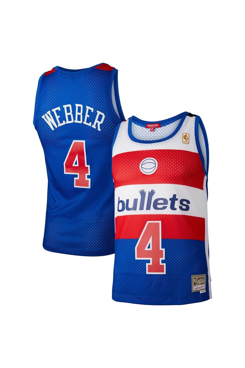 Women's Mitchell & Ness Chris Webber Blue Washington Bullets Hardwood Classics 1996/97 Swingman Jersey, Main, color, Blue