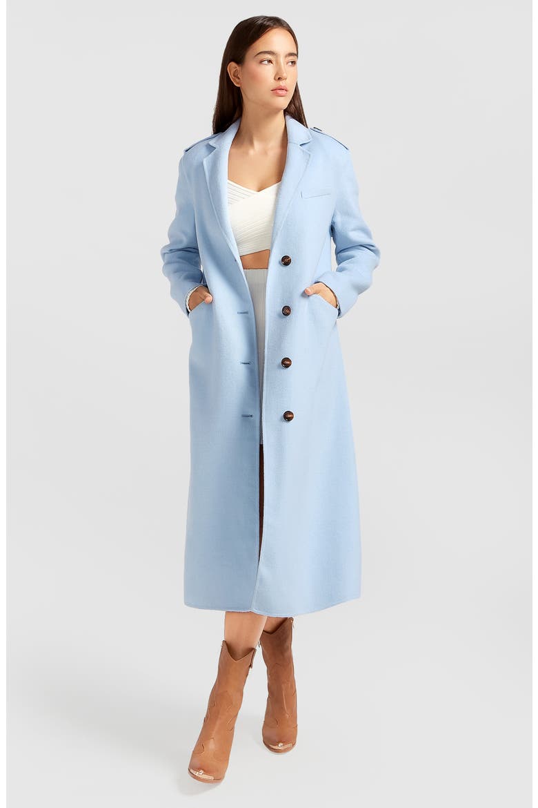 Tainted Love Wool Blend Longline Coat, Alternate, color, SKY BLUE