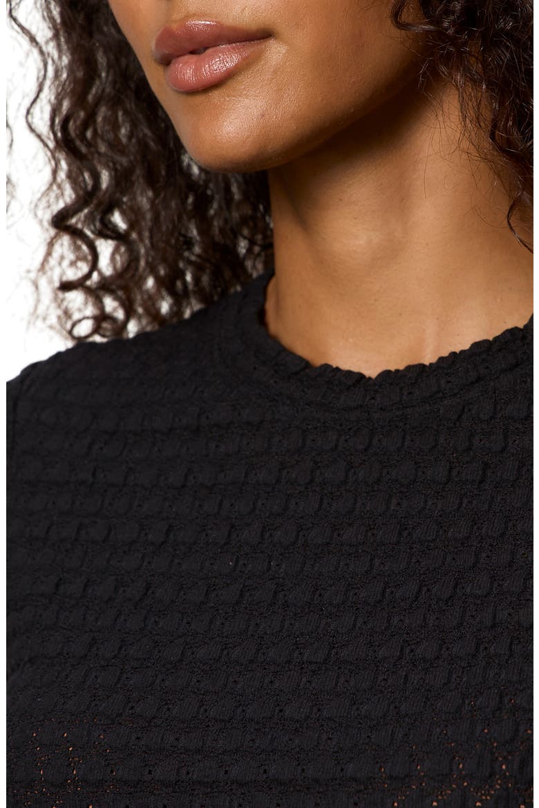 Perfect Puckered Lace T-Shirt, Alternate, color, BLACK
