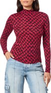 Scotch & Soda Ikat Checkerboard Mock Neck Top