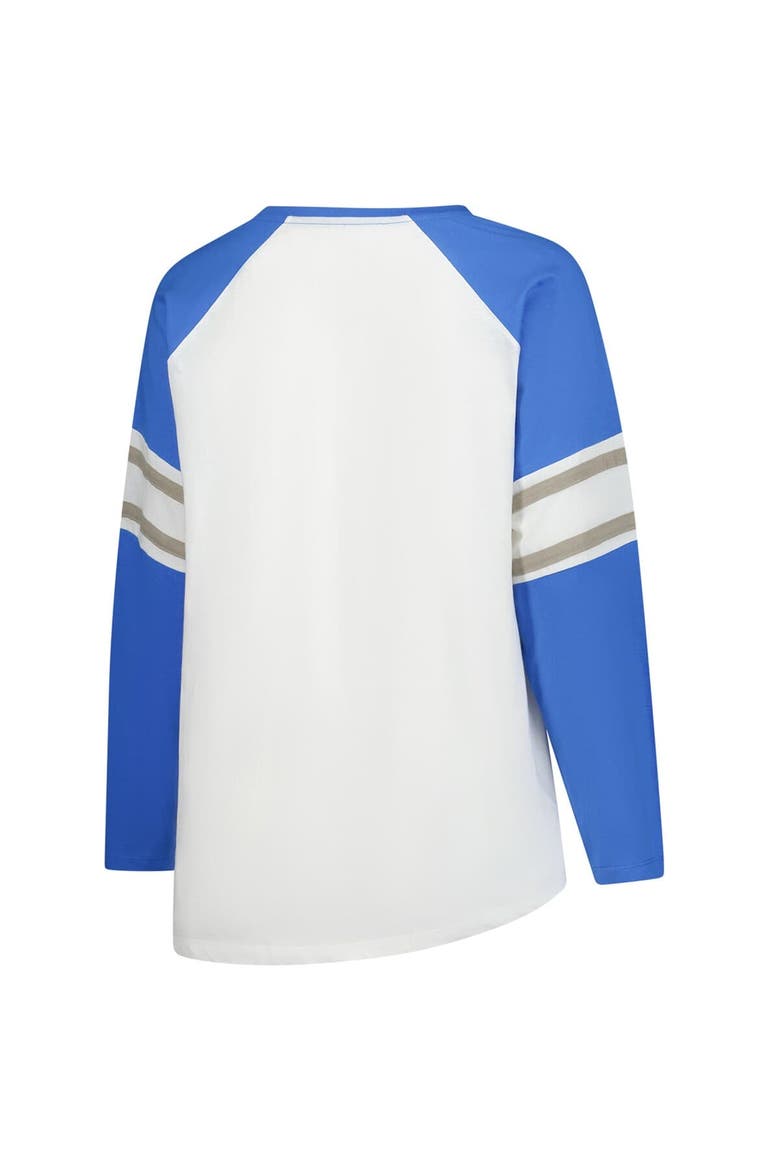 Women's Fanatics White Detroit Lions Plus Size Redzone Lace Up Long Sleeve T-Shirt, Alternate, color, White