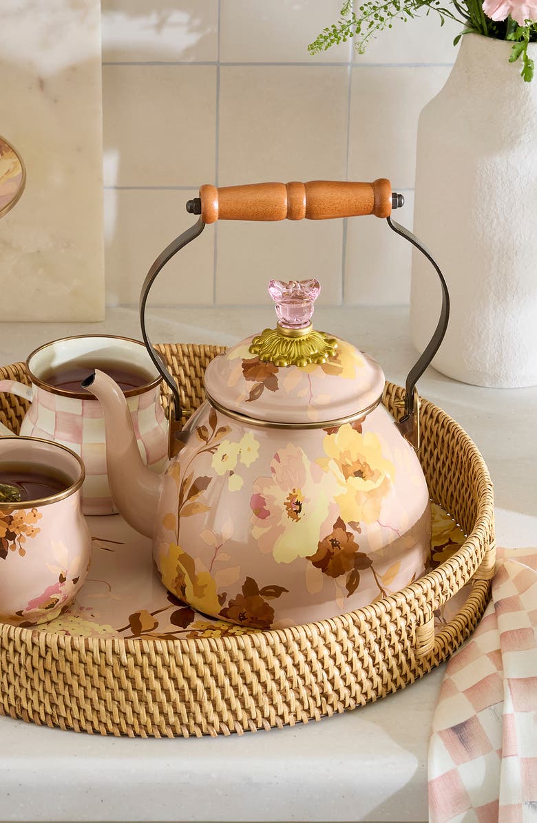 MACKENZIE CHILDS Wild Rose Mauve 2-Quart Tea Kettle, Alternate, color, Mauve