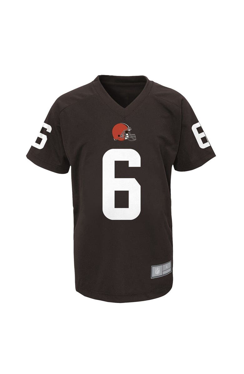 Outerstuff Youth Baker Mayfield Brown Cleveland Browns Performance Player Name & Number V-Neck Top, Alternate, color, 