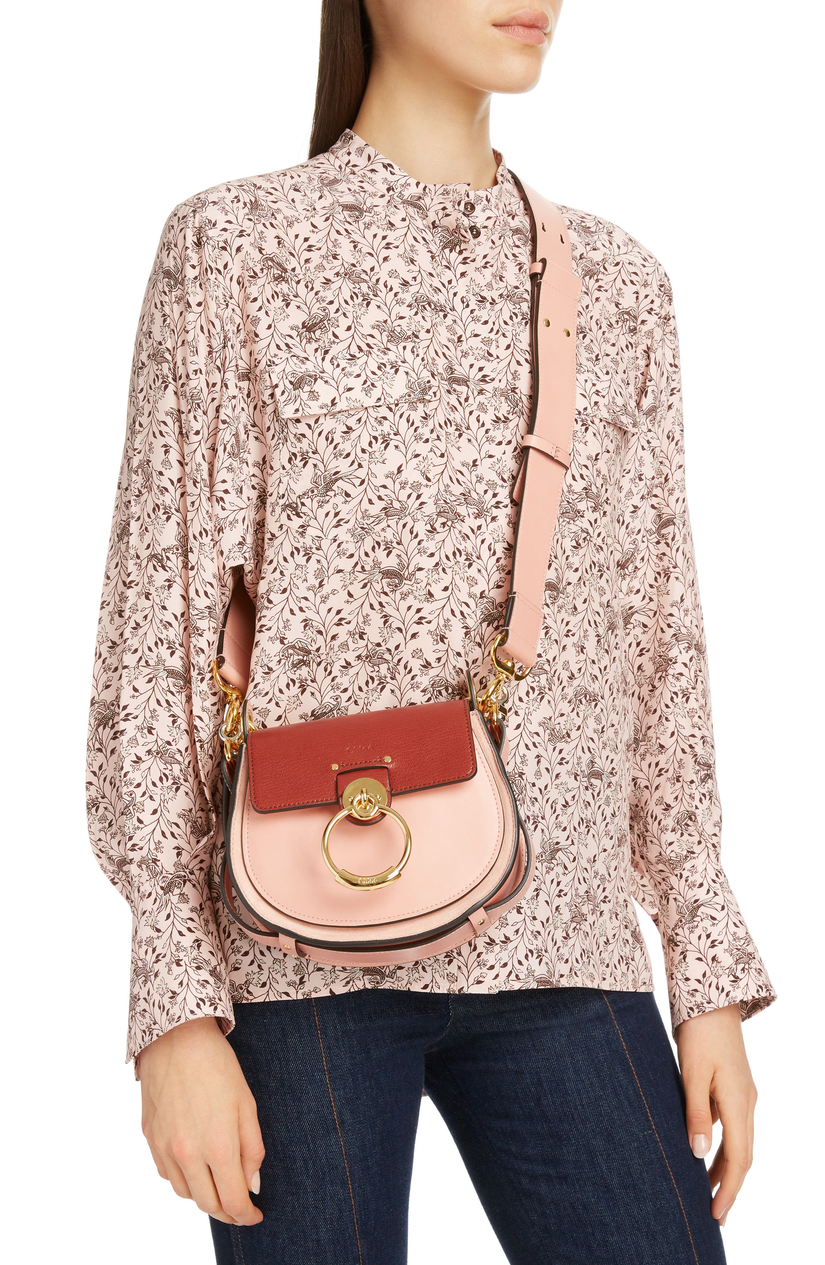 Chloé Small Tess Colorblock Leather Shoulder Bag, Alternate, color, 