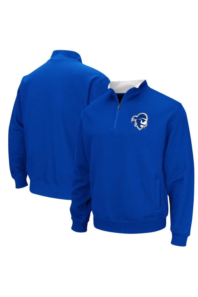 Men's Colosseum Blue Seton Hall Pirates Tortugas Logo Quarter-Zip Jacket, Main, color, Blue