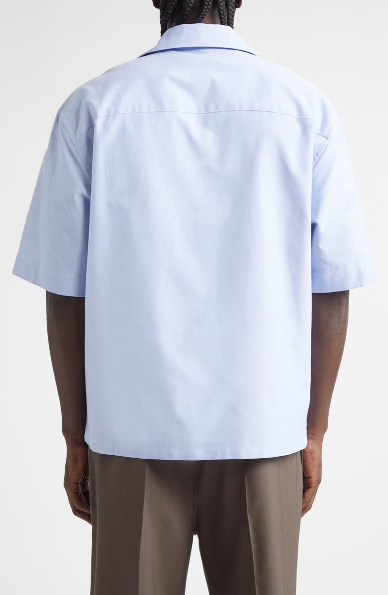 Marni Mending Logo Cotton Oxford Camp Shirt, Alternate, color, 00B51 Sapphire