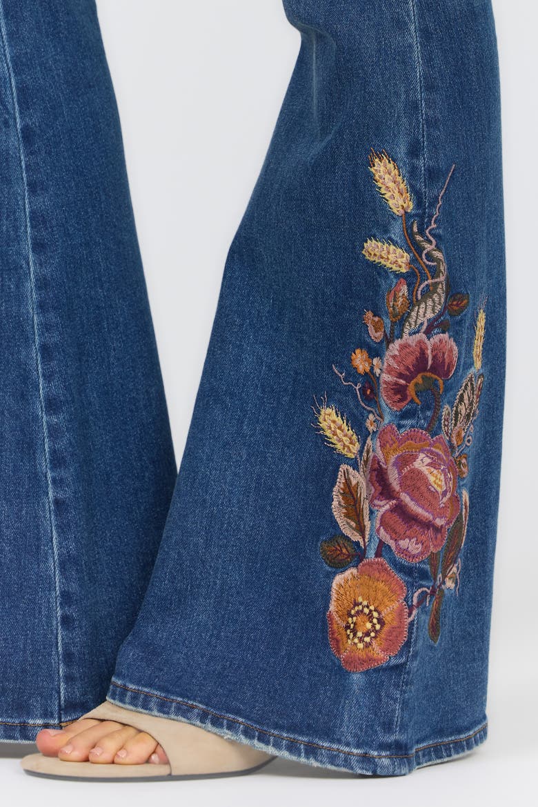Rosa Floral Embriodered Flare Jeans, Alternate, color, Autumn Revival