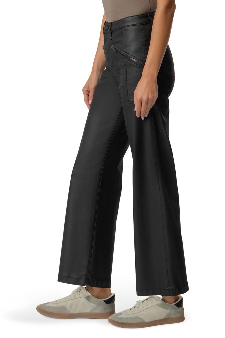 Meg Coated High Waist Wide Leg Ankle Jeans, Alternate, color, MATTE BLACK