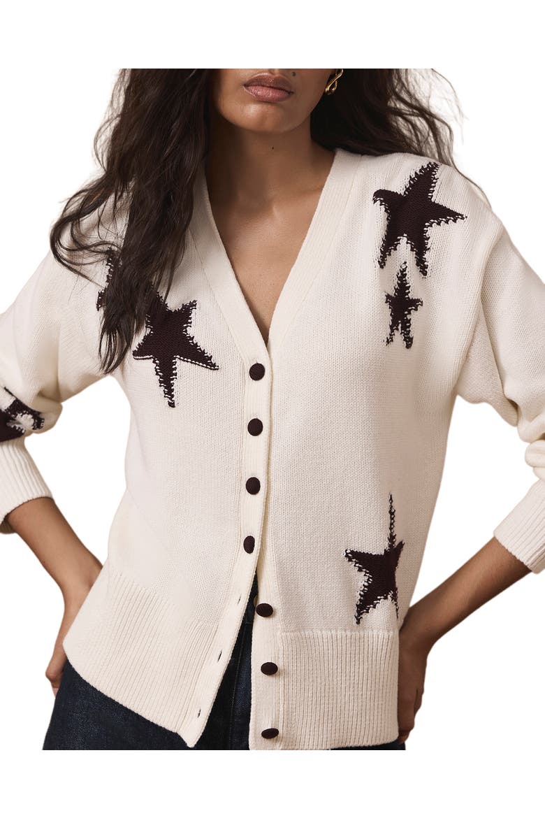 Cotton Star Detail Cardigan, Alternate, color, Ivory