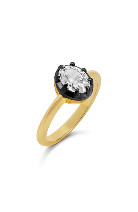 Black Rhodium Cubic Zirconia Solitaire Ring