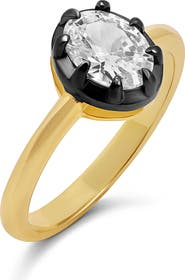 SHYMI Black Rhodium Cubic Zirconia Solitaire Ring