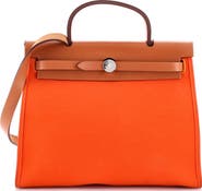 Pre-Owned Hermes Herbag Zip Leather and Toile 31